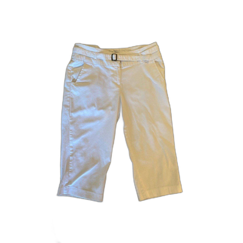 Contemporary Edge Women’s Capri Pants‎ Size 10 White W/Belt & Pockets Summer